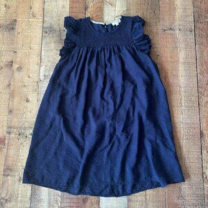 Umgee USA Navy Ruffle Sleeve Smocked Bodice Dress Womens S